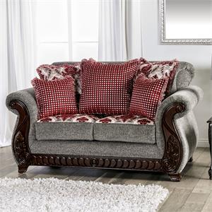 furniture of america andrea transitional chenille fabric upholstered loveseat