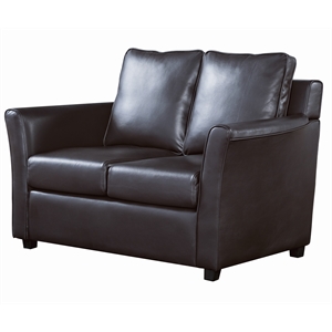 furniture of america lillard transitional faux leather upholstered loveseat