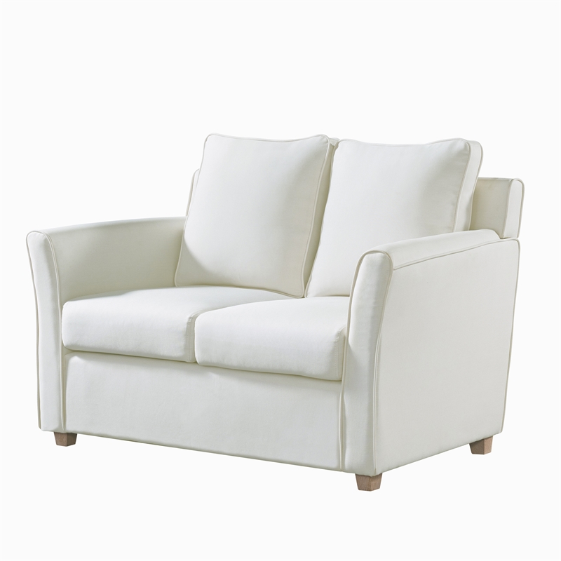 Furniture of America Lillard Fabric Upholstered Loveseat in Cream