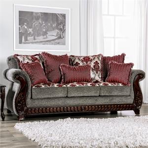 furniture of america andrea transitional chenille fabric upholstered sofa