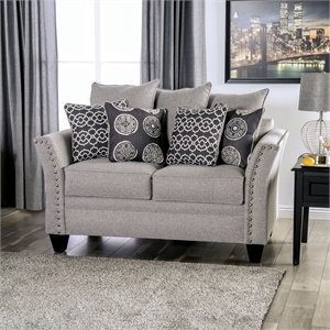 furniture of america boulder contemporary fabric upholstered loveseat in gray