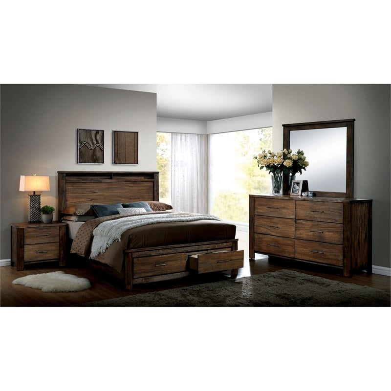 Furniture of America Nangetti Cottage Solid Wood 6-Drawer Double Dresser in Oak
