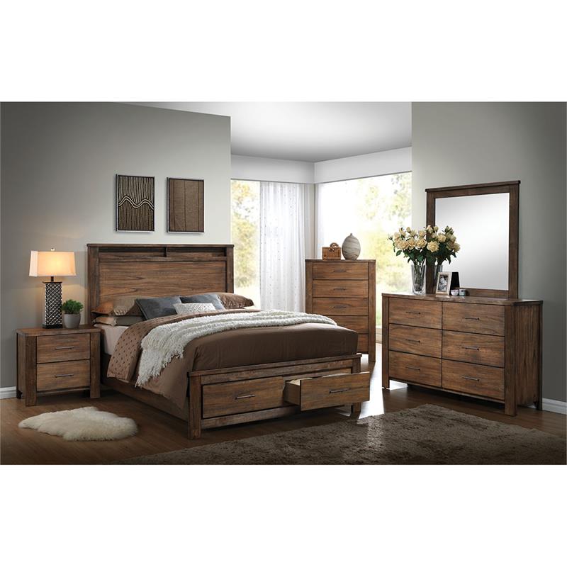 Furniture of America Nangetti 2Piece Wood Oak Queen Bedroom Set