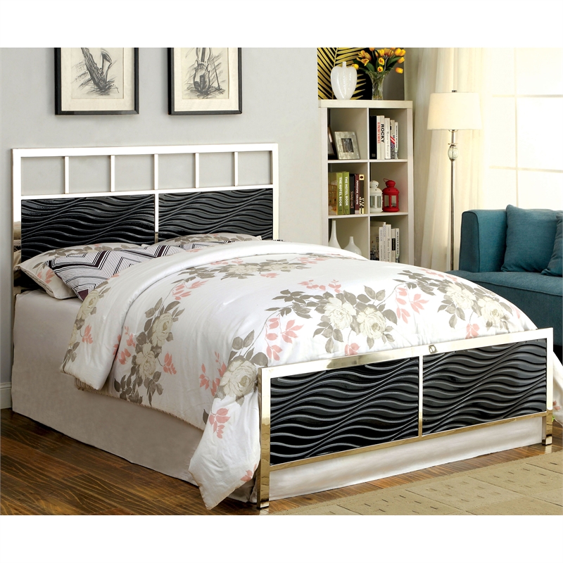 Furniture of America Cepher Wood Cal King Headboard and Footboard in Black