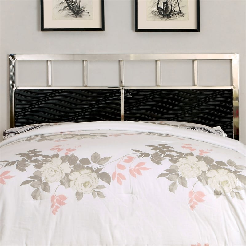 Furniture of America Cepher Wood Cal King Headboard and Footboard in Black