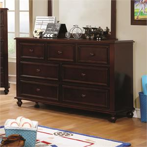 furniture of america noell 7 drawer traditional solid wood kids dresser in espresso