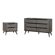 Furniture of America Belkor Wood 2-Piece Dresser and Nightstand Set in Gray