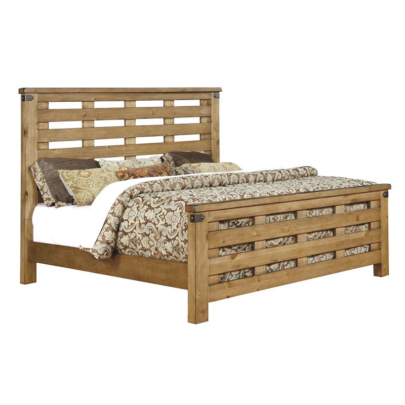 FOA Jule 3pc Weathered Brown Elm Wood Bedroom Set - Cal King+Nightstand+Chest