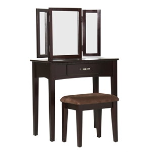 furniture of america isabellina wood transitional 3-piece vanity set in espresso