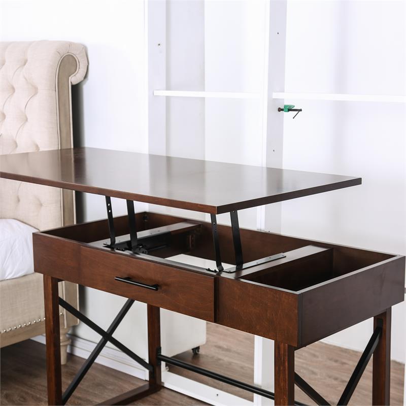 Furniture Of America Drinnan Transitional Wood Lift Top Writing Desk In Cherry Idf Dk808