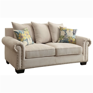 furniture of america brendall transitional chenille upholstered loveseat in gray