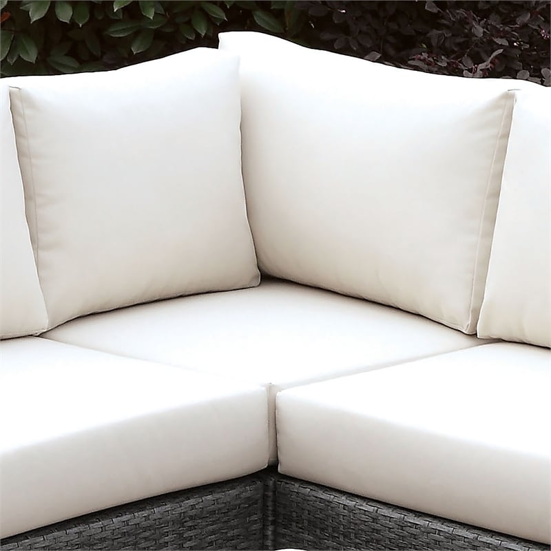 Furniture of America Arthur Contemporary Rattan Patio Corner Chair in Light Gray