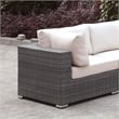 Furniture of America Arthur Contemporary Rattan Patio Corner Chair in Light Gray