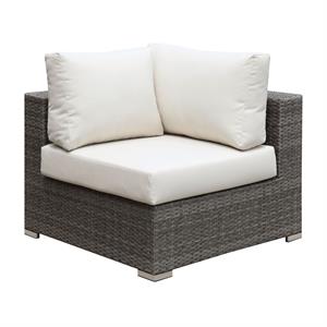 Furniture of America Arthur Contemporary Rattan Patio Corner Chair in Light Gray