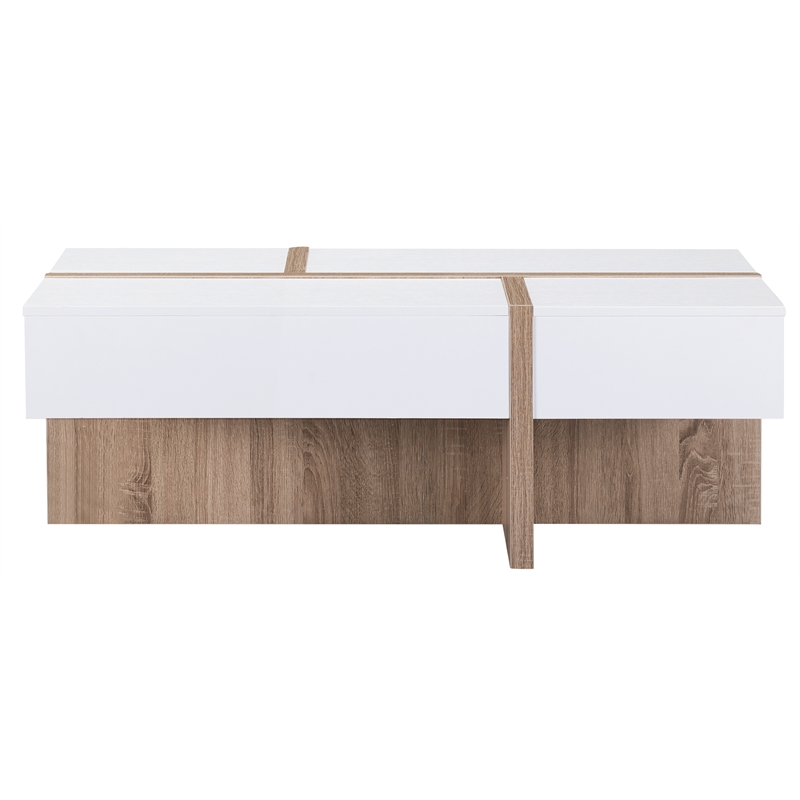 Furniture of America Needham Modern Wood Storage Coffee Table in White
