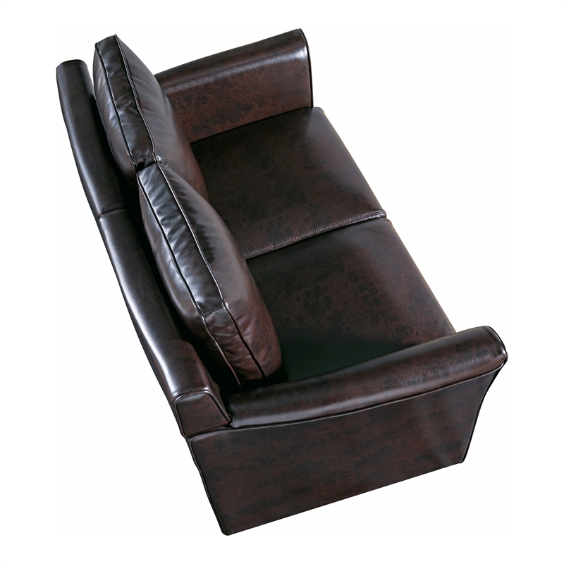 Furniture of America Lillard Faux Leather Upholstered Loveseat in Brown