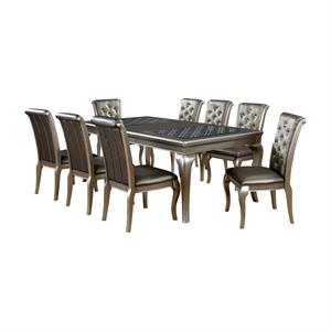 furniture of america bethlehem contemporary solid wood dining set in champagne