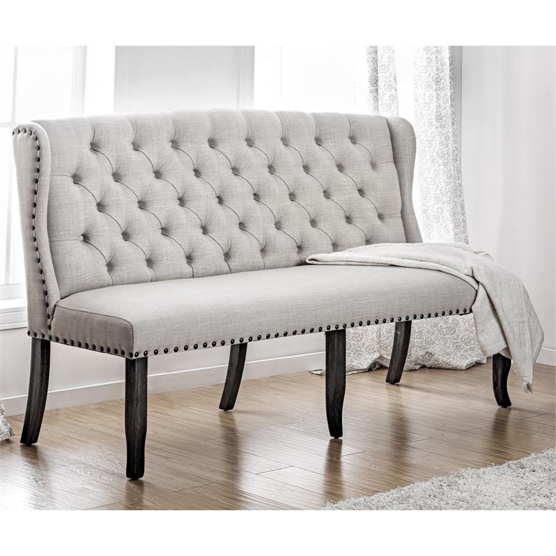 Furniture of America Sinuata Wood 6-Piece 84-inch Dining Table Set in Black