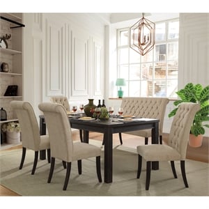 Furniture of America Sinuata Wood 6-Piece 84-inch Dining Table Set in Black