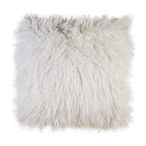 Furniture of America Highgate Fabric Throw Pillow in Shaggy White (Set of 2)
