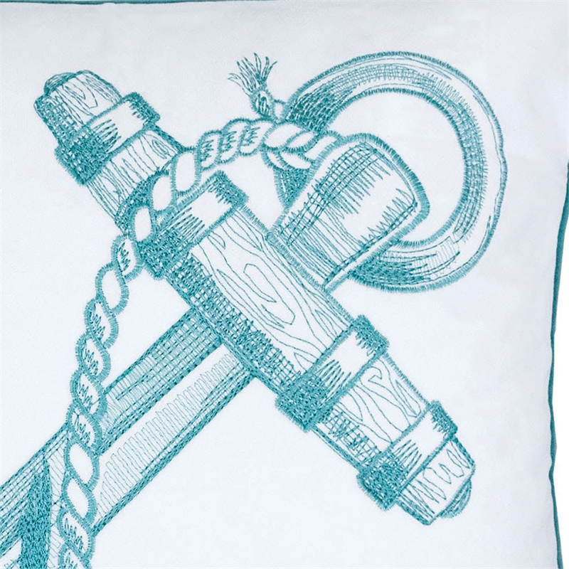 Furniture of America Paloma Fabric Throw Pillows in White and Teal (Set of 2)