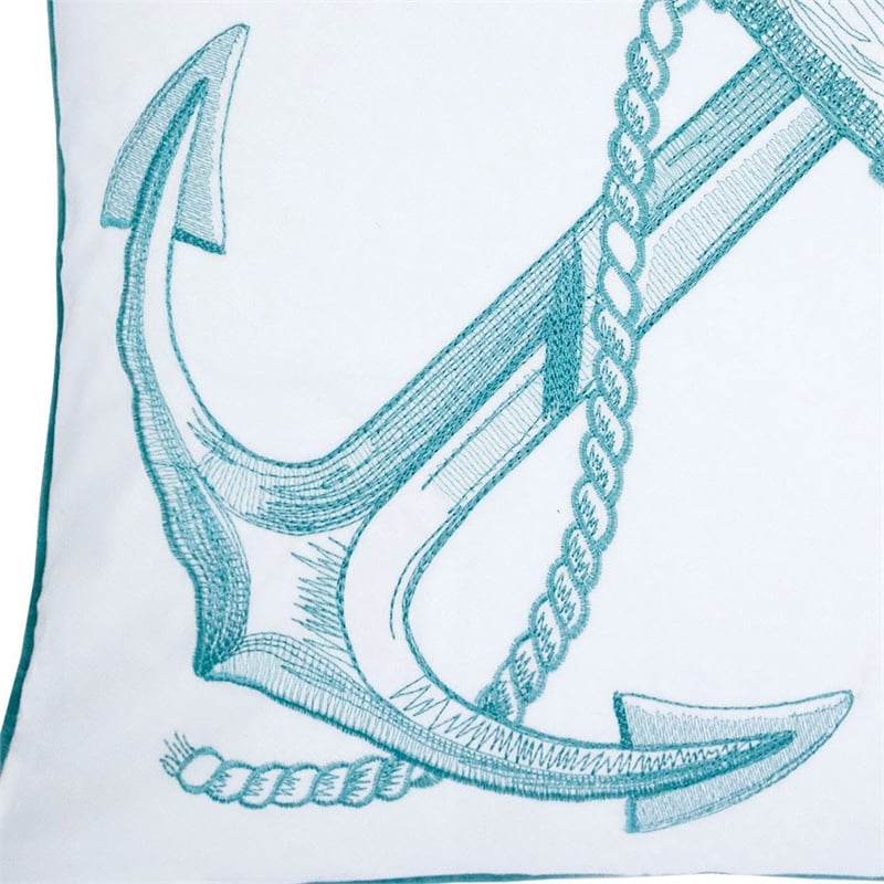 Furniture of America Paloma Fabric Throw Pillows in White and Teal (Set of 2)