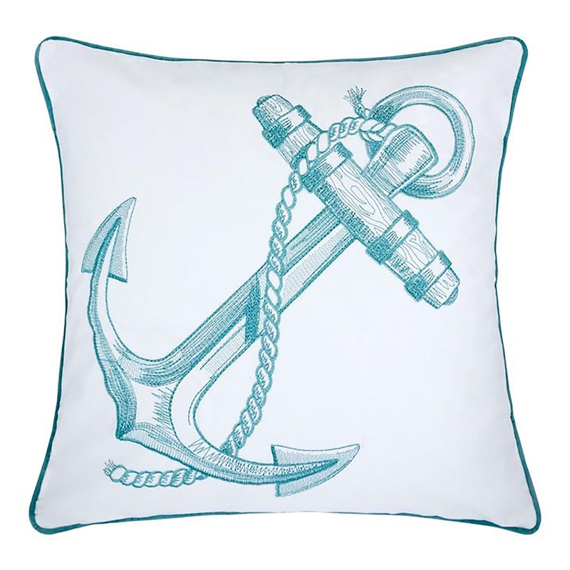 Furniture of America Paloma Fabric Throw Pillows in White and Teal (Set of 2)