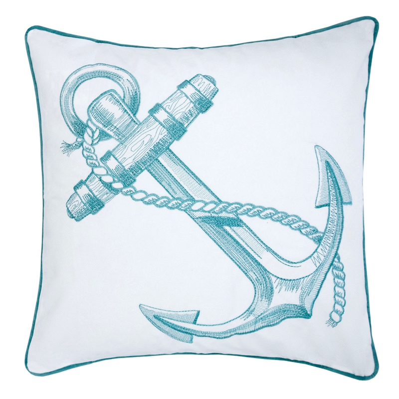 Furniture of America Paloma Fabric Throw Pillows in White and Teal (Set of 2)