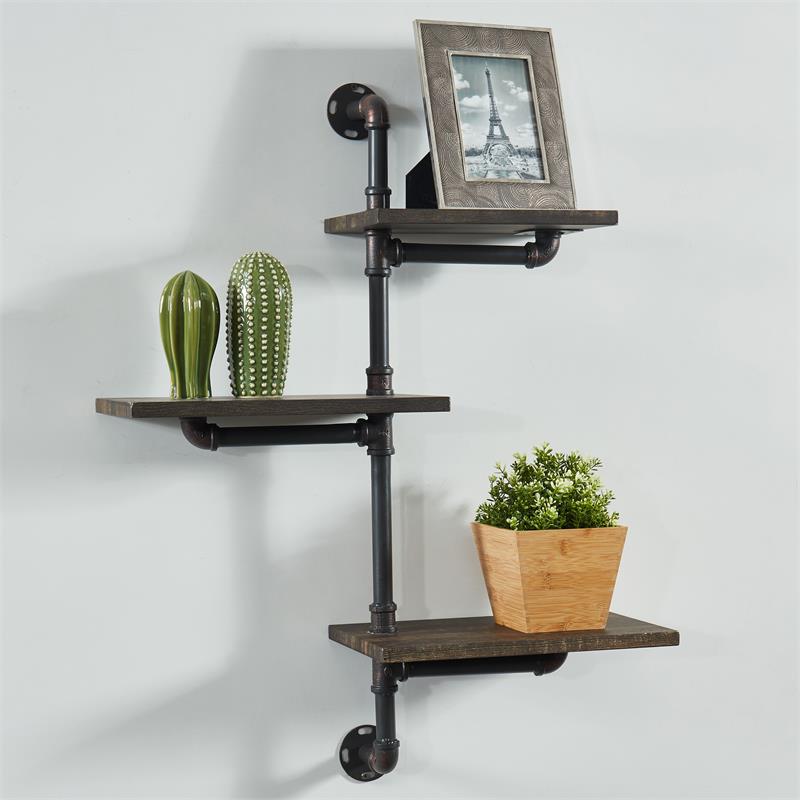 Furniture of America Holloway Industrial Metal Wall Display Shelf in Dark Gray IDFAC545DK