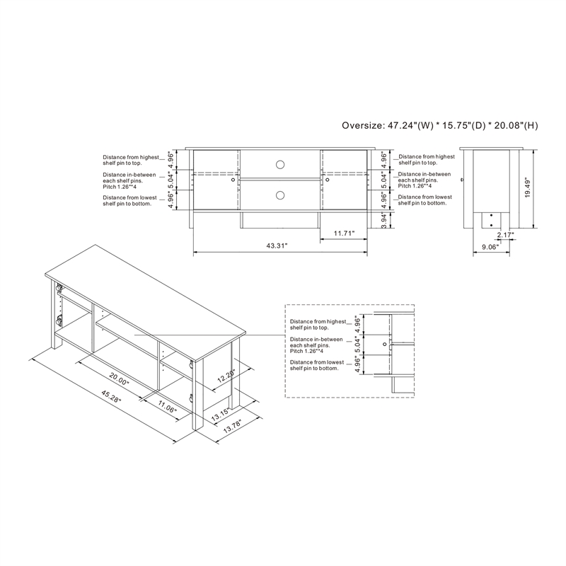 Furniture of America Knisler Transitional Wood 47
