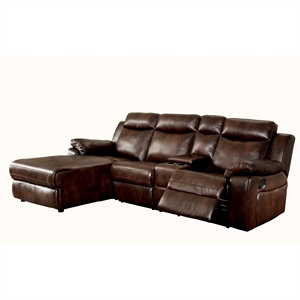 furniture of america baski left facing faux leather reclining sectional