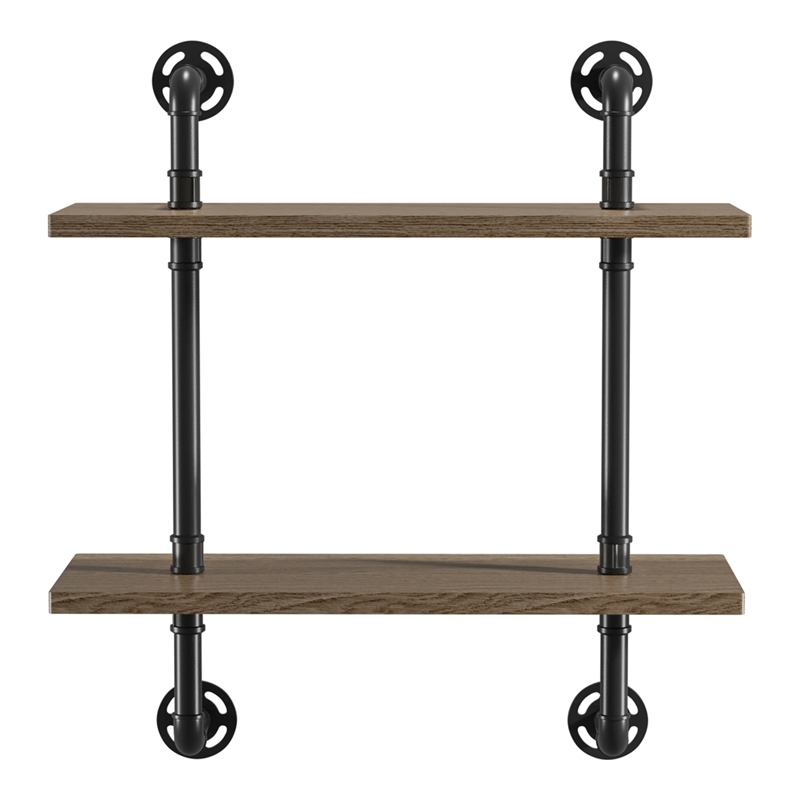 Furniture of America Hollis Industrial Wood 2-Tier Wall Display Shelf in Natural