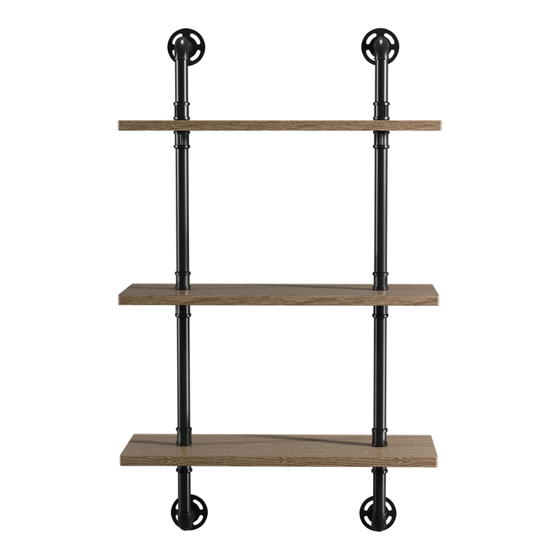 Furniture of America Hollis Industrial Wood 3-Tier Wall Display Shelf in Natural
