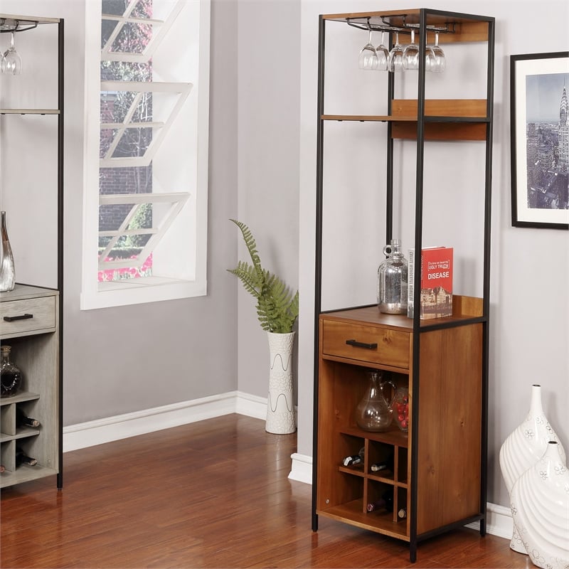 Furniture of America Amarone Wood Multi Storage Wine Rack in Natural
