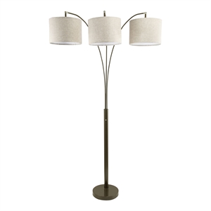 furniture of america ryan modern metal 3-shade floor lamp in brown
