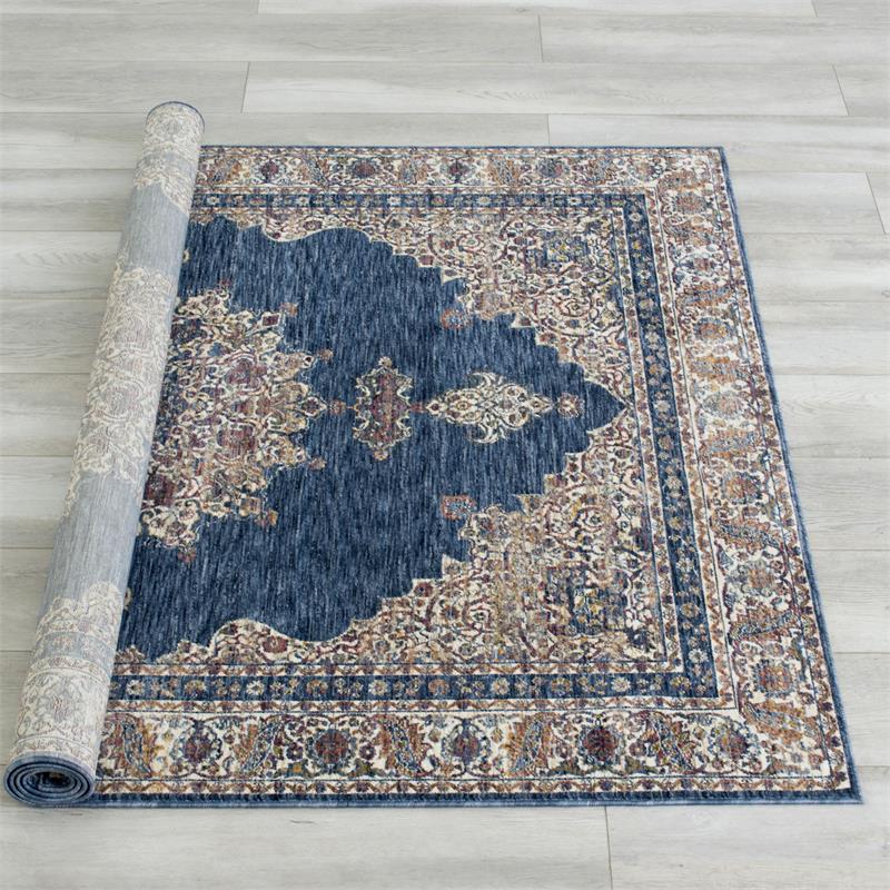 Furniture of America Camden Spaced Dyed Fabric 5'x7' Area Rug in Blue