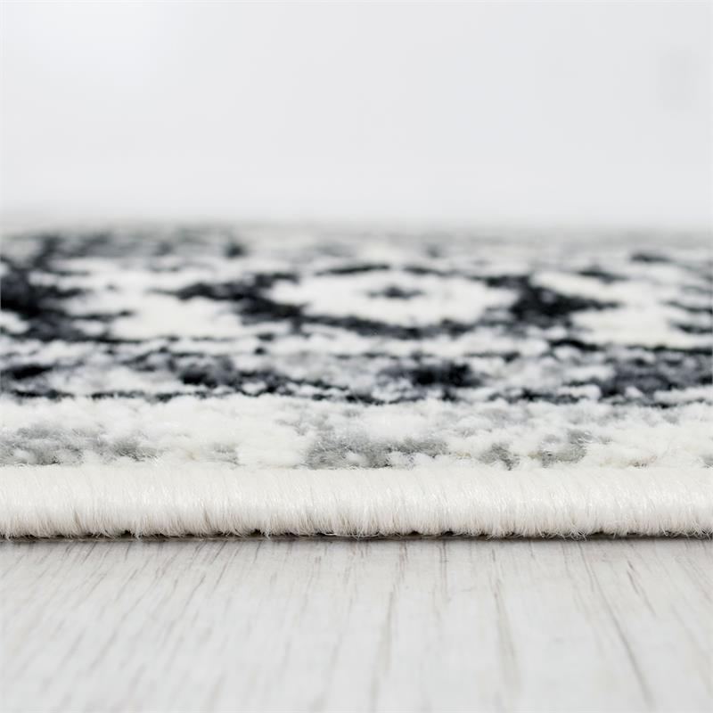 Furniture of America Nicolette Fabric 5'x7' Area Rug in Gray & White