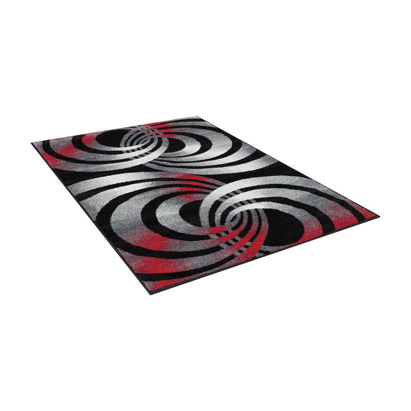 Furniture of America Nicolette Fabric 5'x7' Area Rug in Gray & Red