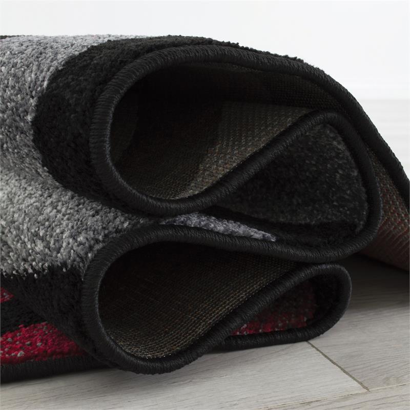 Furniture of America Nicolette Fabric 5'x7' Area Rug in Gray & Red