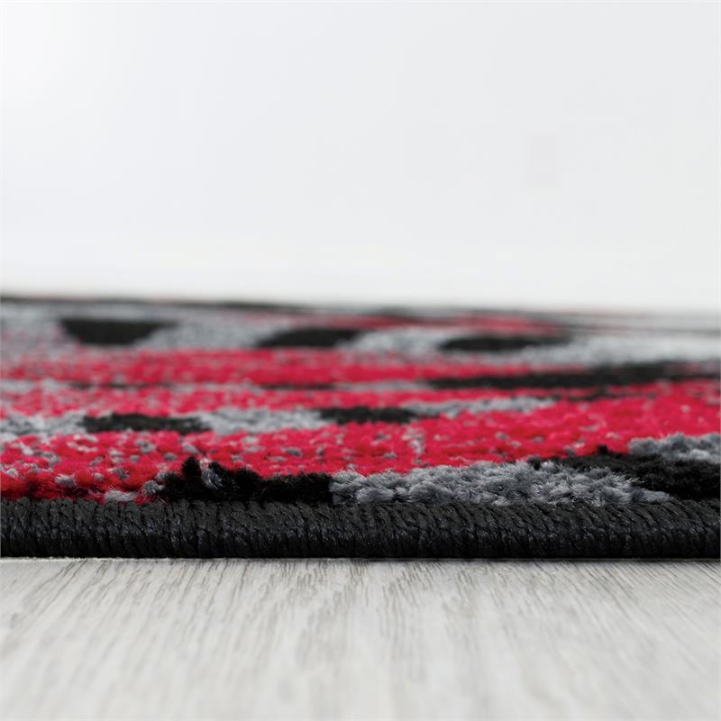 Furniture of America Nicolette Fabric 5'x7' Area Rug in Gray & Red