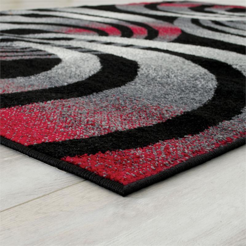 Furniture of America Nicolette Fabric 5'x7' Area Rug in Gray & Red