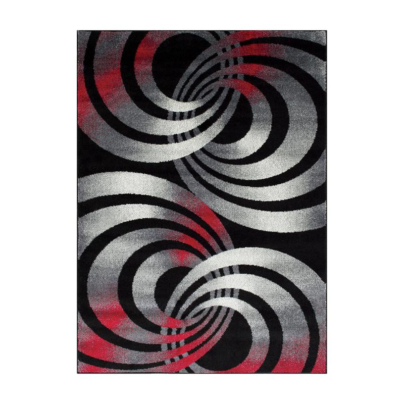 Furniture of America Nicolette Fabric 5'x7' Area Rug in Gray & Red