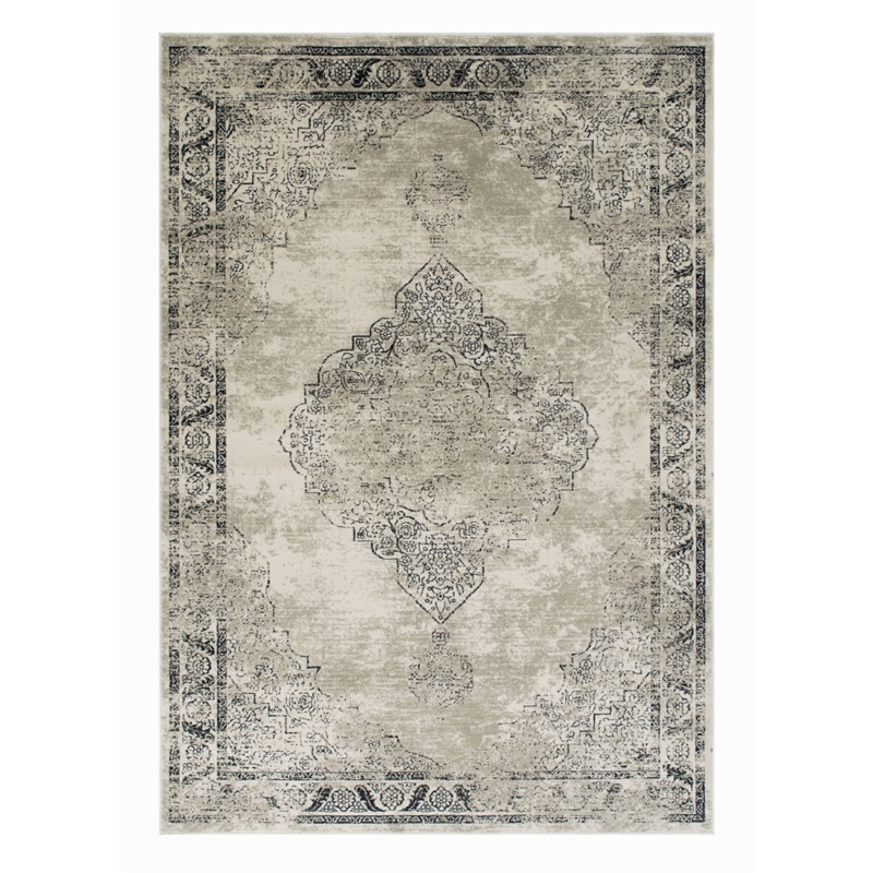 Furniture of America Julia Contemporary 5' x 7' Fabric Area Rug in Beige