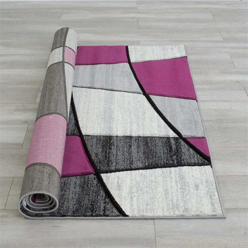 Furniture of America Strickland Contemporary Fabric 5'x7' Area Rug in Purple