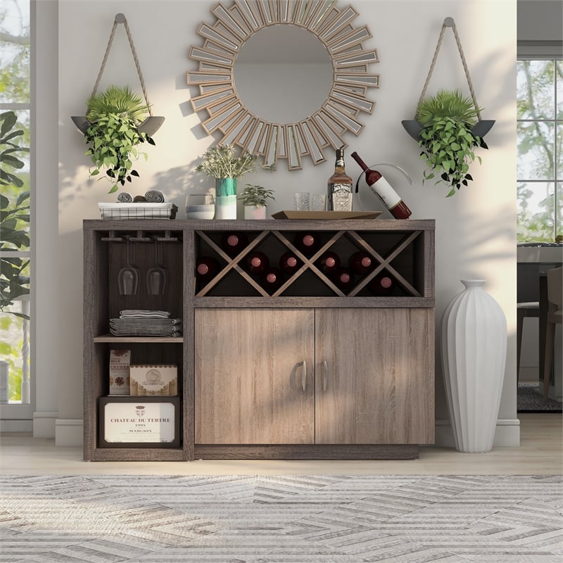 Furniture of America Sauterne Wood Multi-Storage Buffet in Distressed Gray