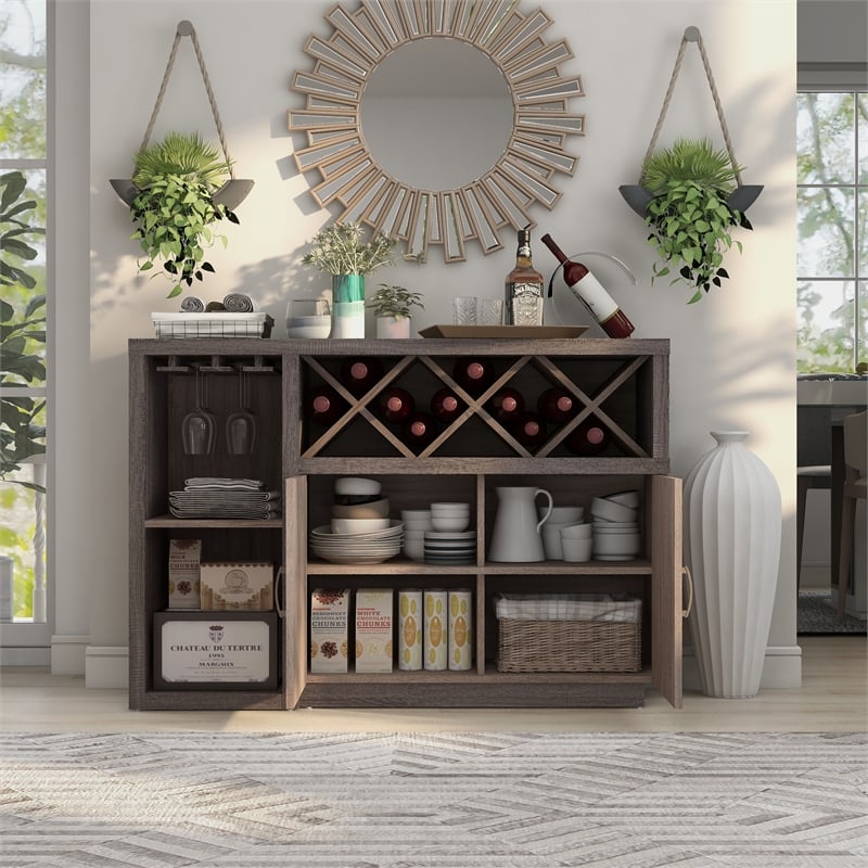 Furniture of America Sauterne Wood Multi-Storage Buffet in Distressed Gray