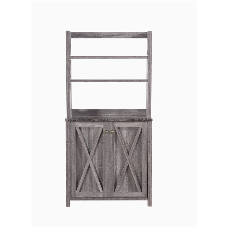 Furniture of America Schuetz Wood Multi Storage Baker Rack in Gray