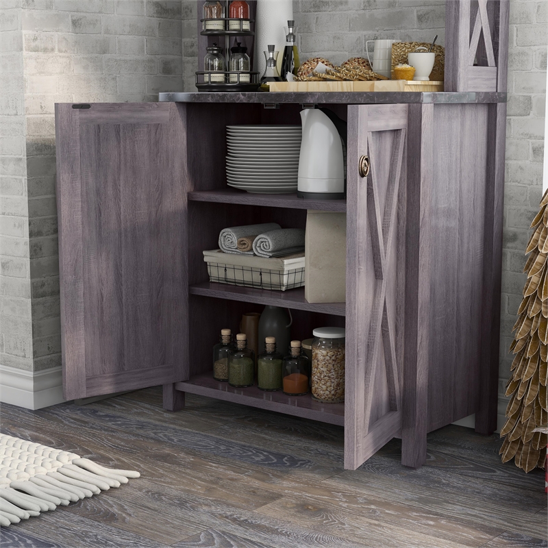 Furniture of America Schuetz Wood Multi-Storage Baker Rack in Gray