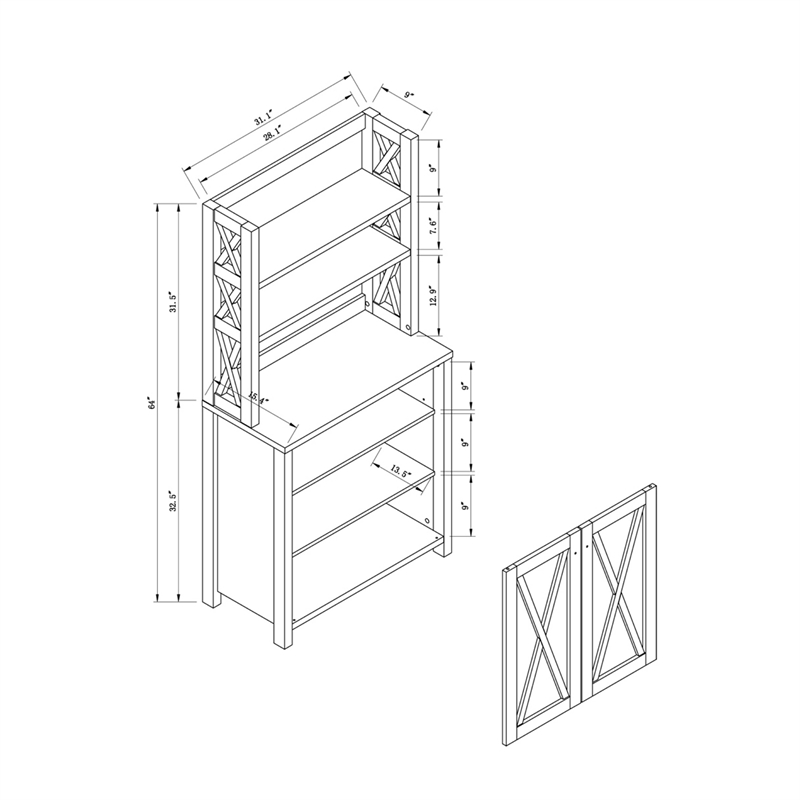 Furniture of America Schuetz Wood Multi-Storage Baker Rack in Gray
