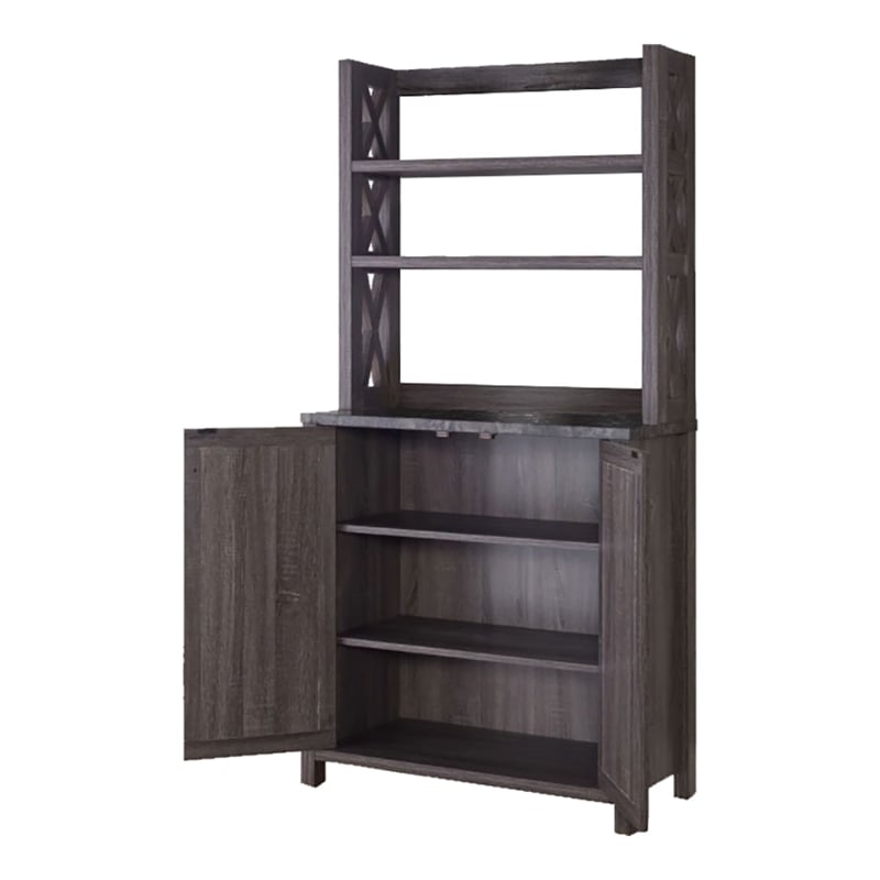Furniture of America Schuetz Wood Multi-Storage Baker Rack in Gray